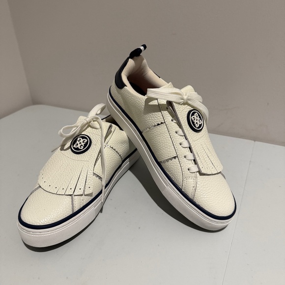 GFORE WOMEN'S DURF SADDLE STRIPE LEATHER KILTIE GOLF SHOE - Picture 1 of 6